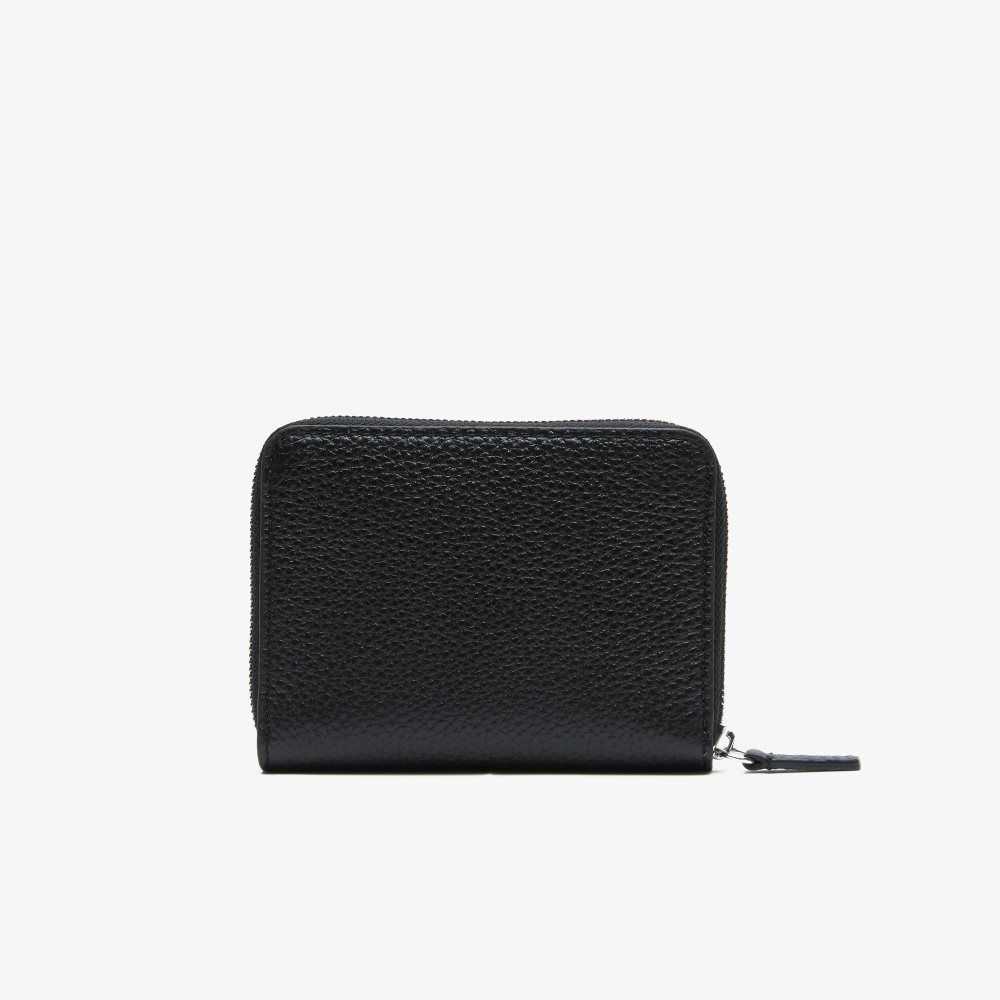 Black Lacoste Metal Plate Small Zip Wallet | ZQAVKM-104