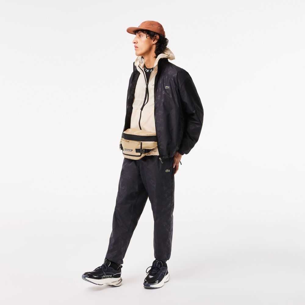 Black Lacoste Monogram Print Track Jacket | ANMDKZ-157