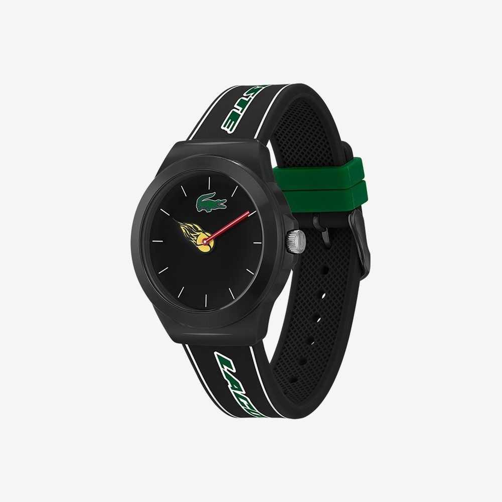 Black Lacoste Neocroc Black Silicone Strap Watch | NKIOPY-735