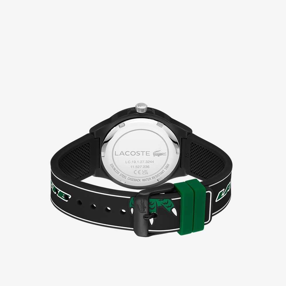 Black Lacoste Neocroc Black Silicone Strap Watch | NKIOPY-735