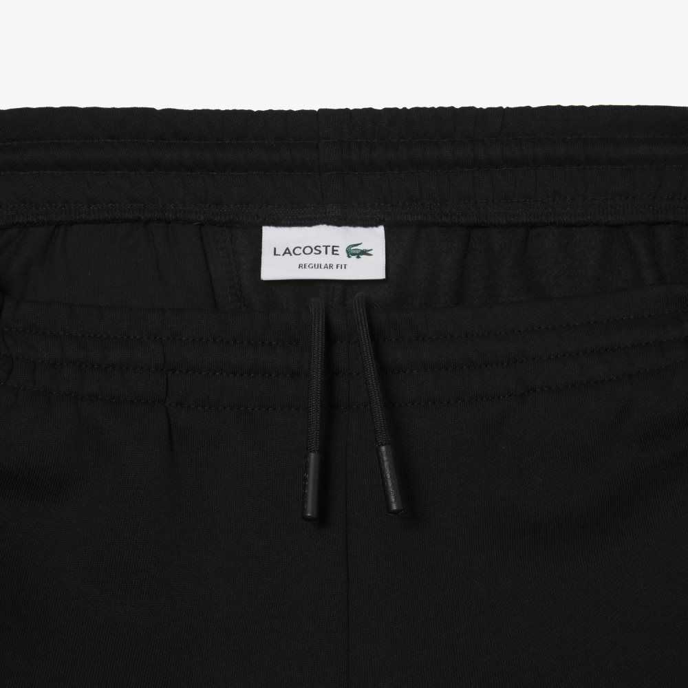 Black Lacoste Organic Brushed Cotton Fleece Shorts | KHUFVR-801