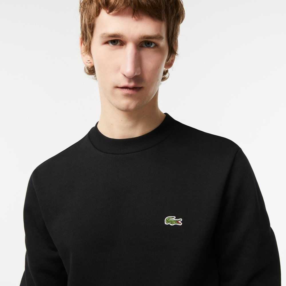 Black Lacoste Organic Brushed Cotton Sweatshirt | SBAJDG-984