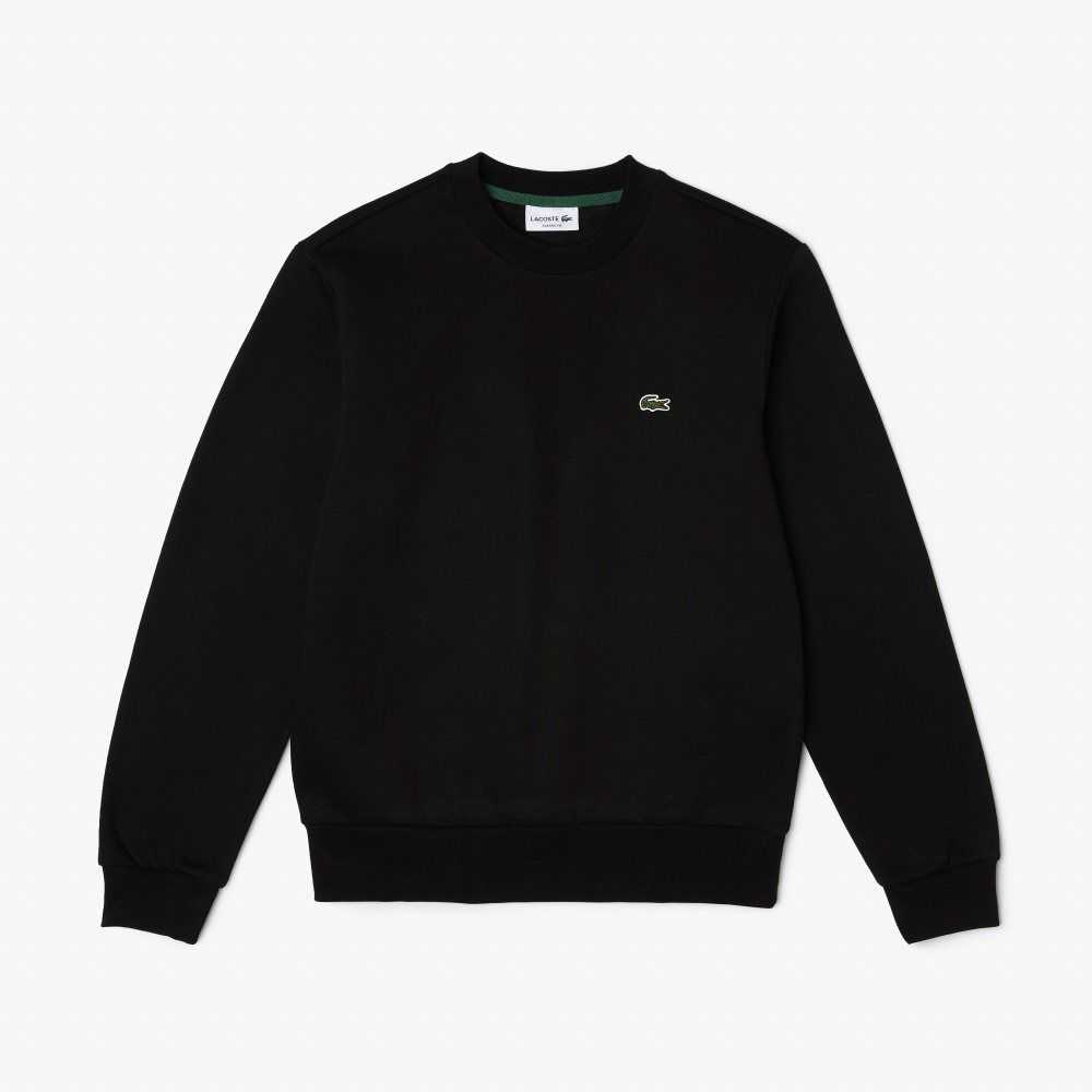 Black Lacoste Organic Brushed Cotton Sweatshirt | SBAJDG-984