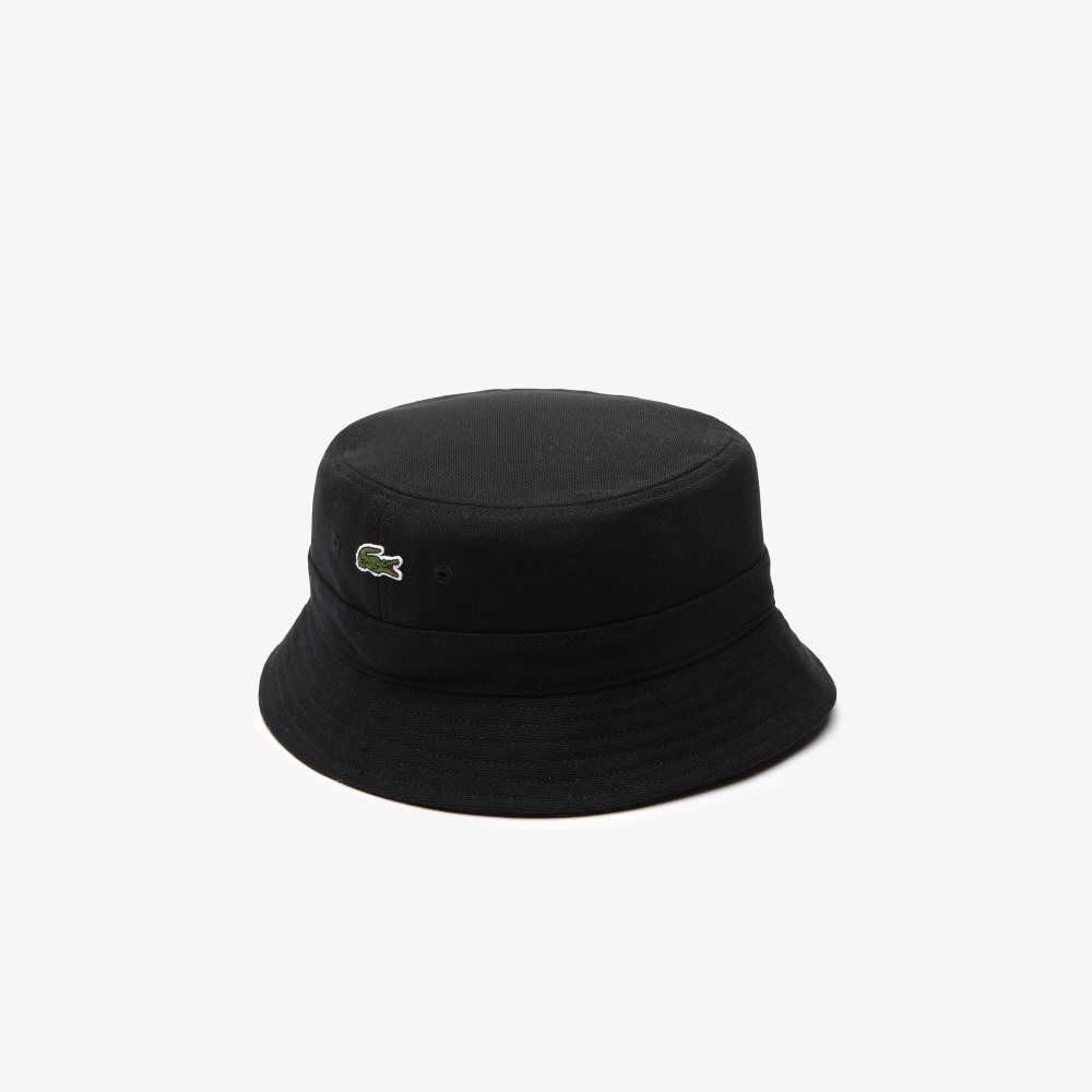 Black Lacoste Organic Cotton Bucket Hat | MCAPHJ-538