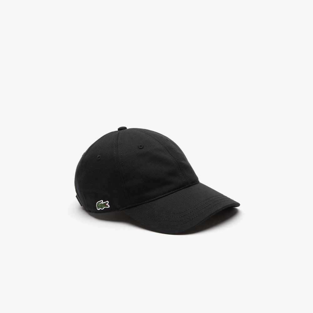 Black Lacoste Organic Cotton Twill Cap | TJFSBE-208