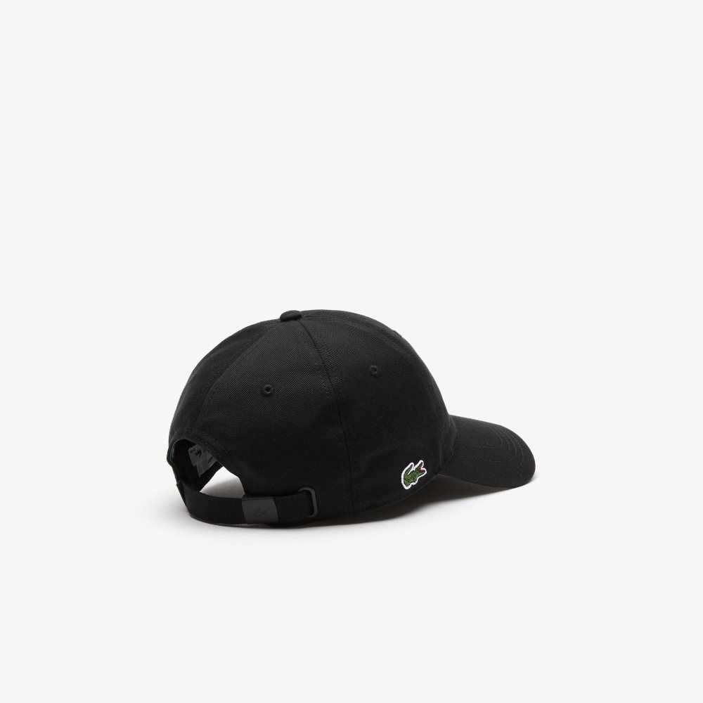 Black Lacoste Organic Cotton Twill Cap | TJFSBE-208