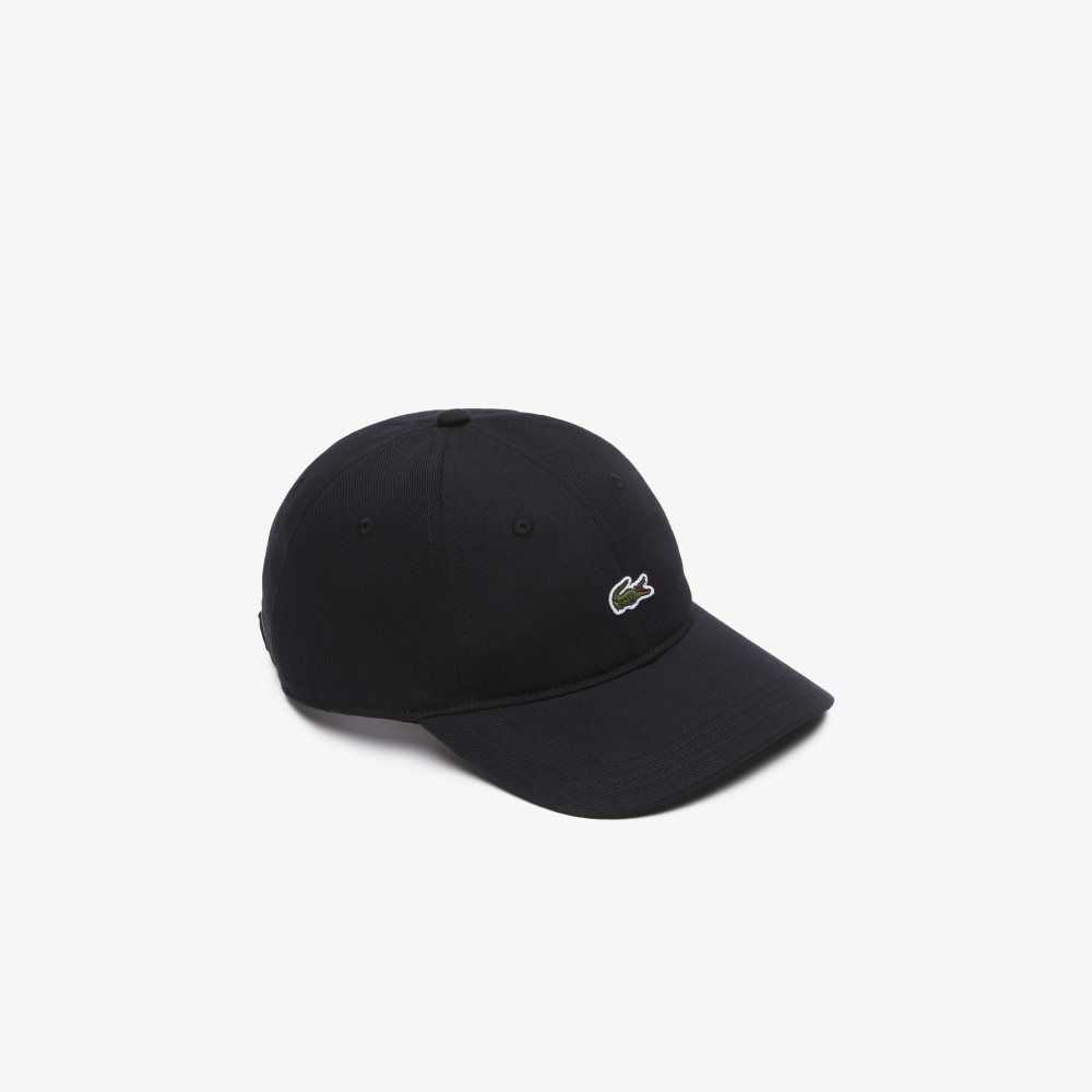 Black Lacoste Organic Cotton Twill Cap | YOTUXW-765