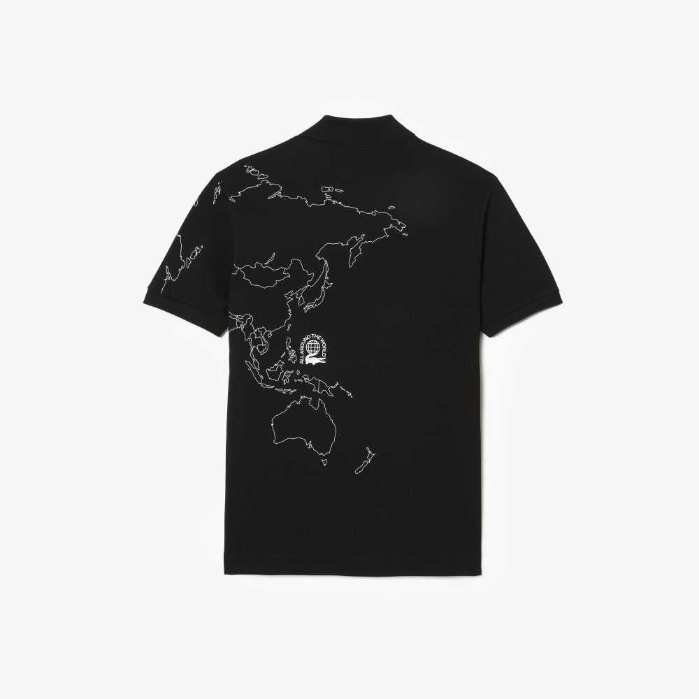 Black Lacoste Original L.12.12 Planisphere Polo | ETLHIK-584