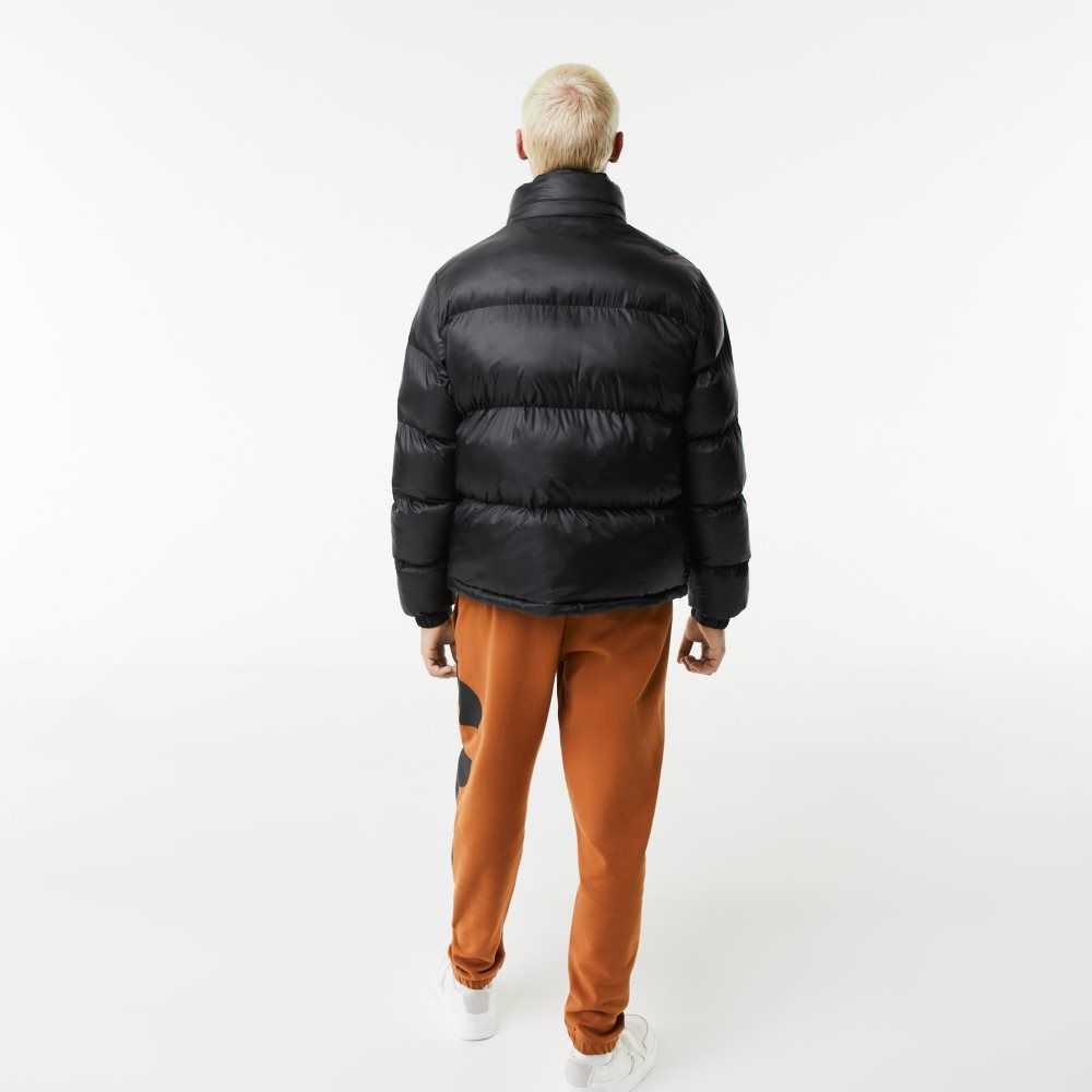 Black Lacoste Oversized Branded Water-Repellent Jacket | TPVDAN-576