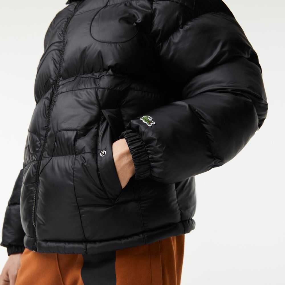 Black Lacoste Oversized Branded Water-Repellent Jacket | TPVDAN-576