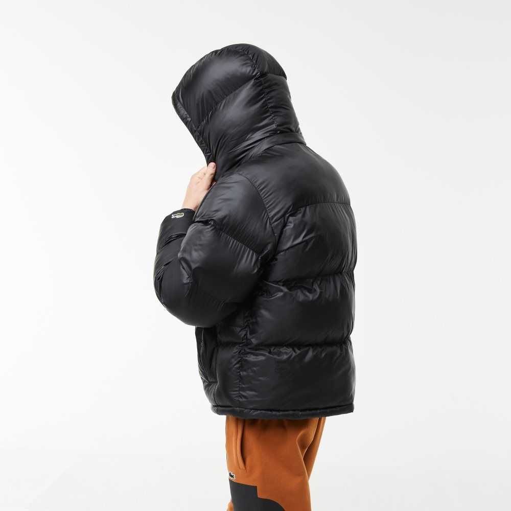 Black Lacoste Oversized Branded Water-Repellent Jacket | TPVDAN-576