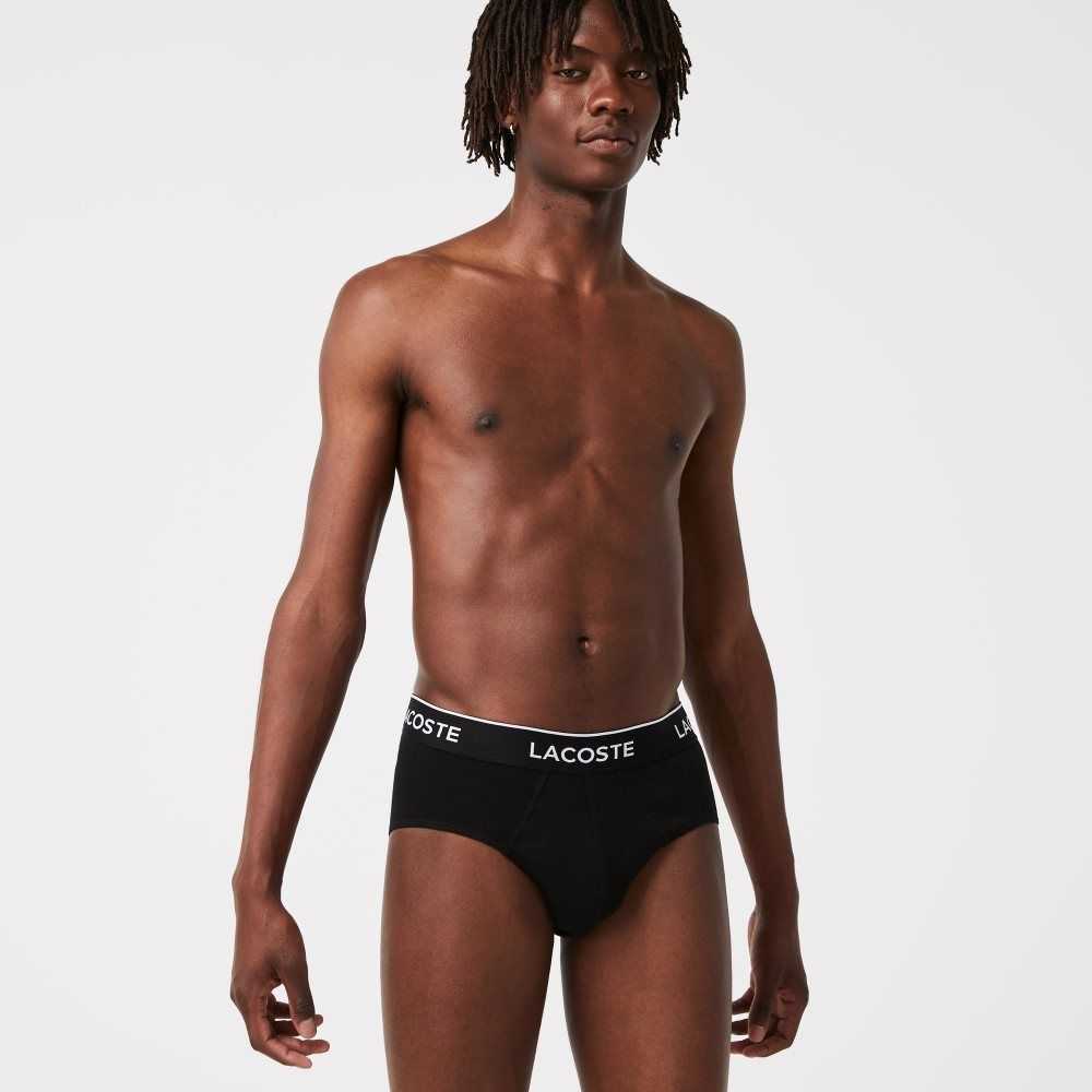 Black Lacoste Pack Of 3 Casual Briefs | WKBNPZ-485