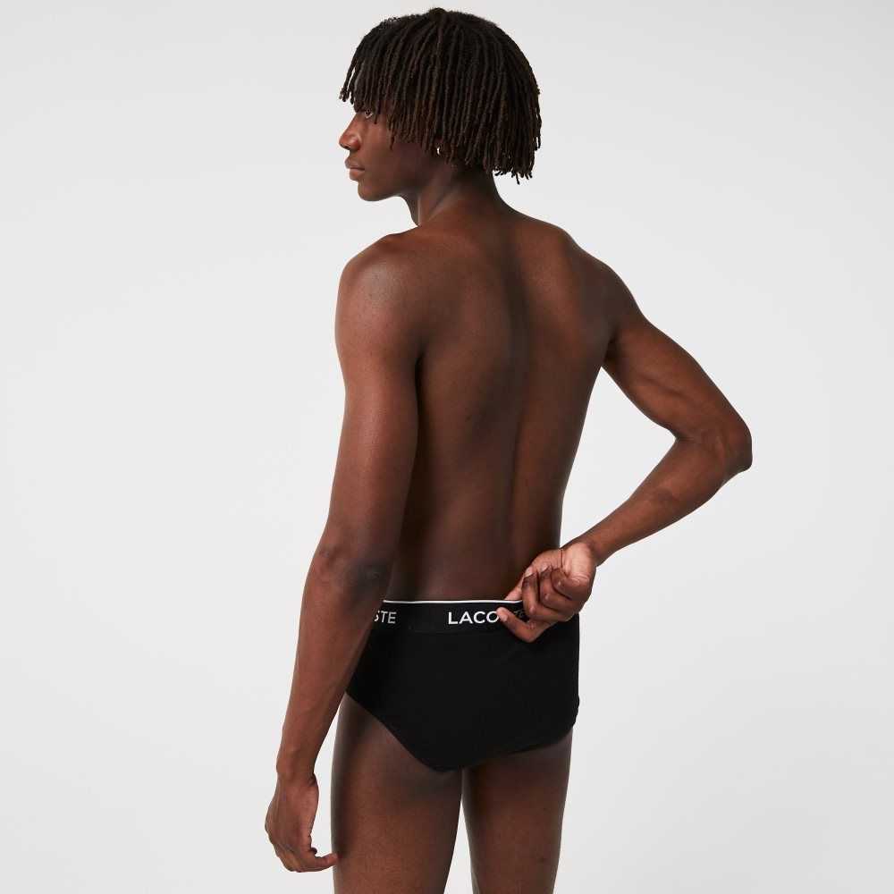 Black Lacoste Pack Of 3 Casual Briefs | WKBNPZ-485