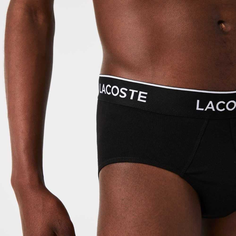 Black Lacoste Pack Of 3 Casual Briefs | WKBNPZ-485