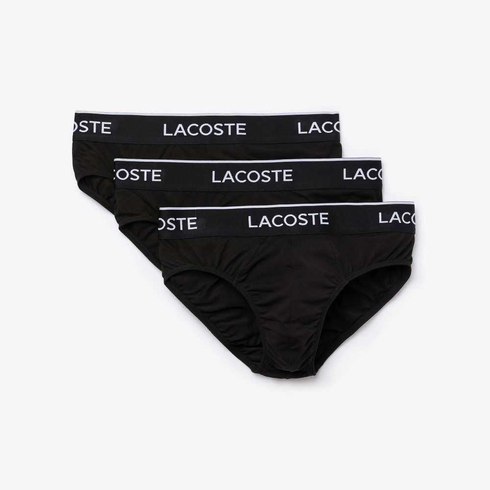 Black Lacoste Pack Of 3 Casual Briefs | WKBNPZ-485