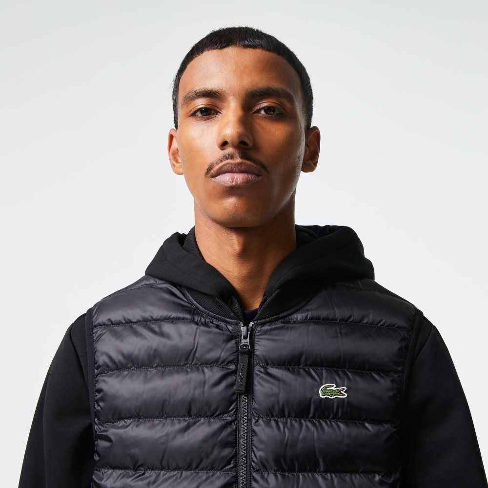 Black Lacoste Padded Water-Repellent Vest | ZJXMBT-045