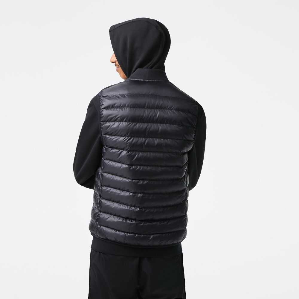 Black Lacoste Padded Water-Repellent Vest | ZJXMBT-045