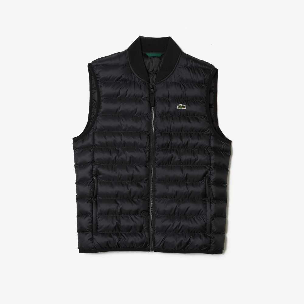 Black Lacoste Padded Water-Repellent Vest | ZJXMBT-045