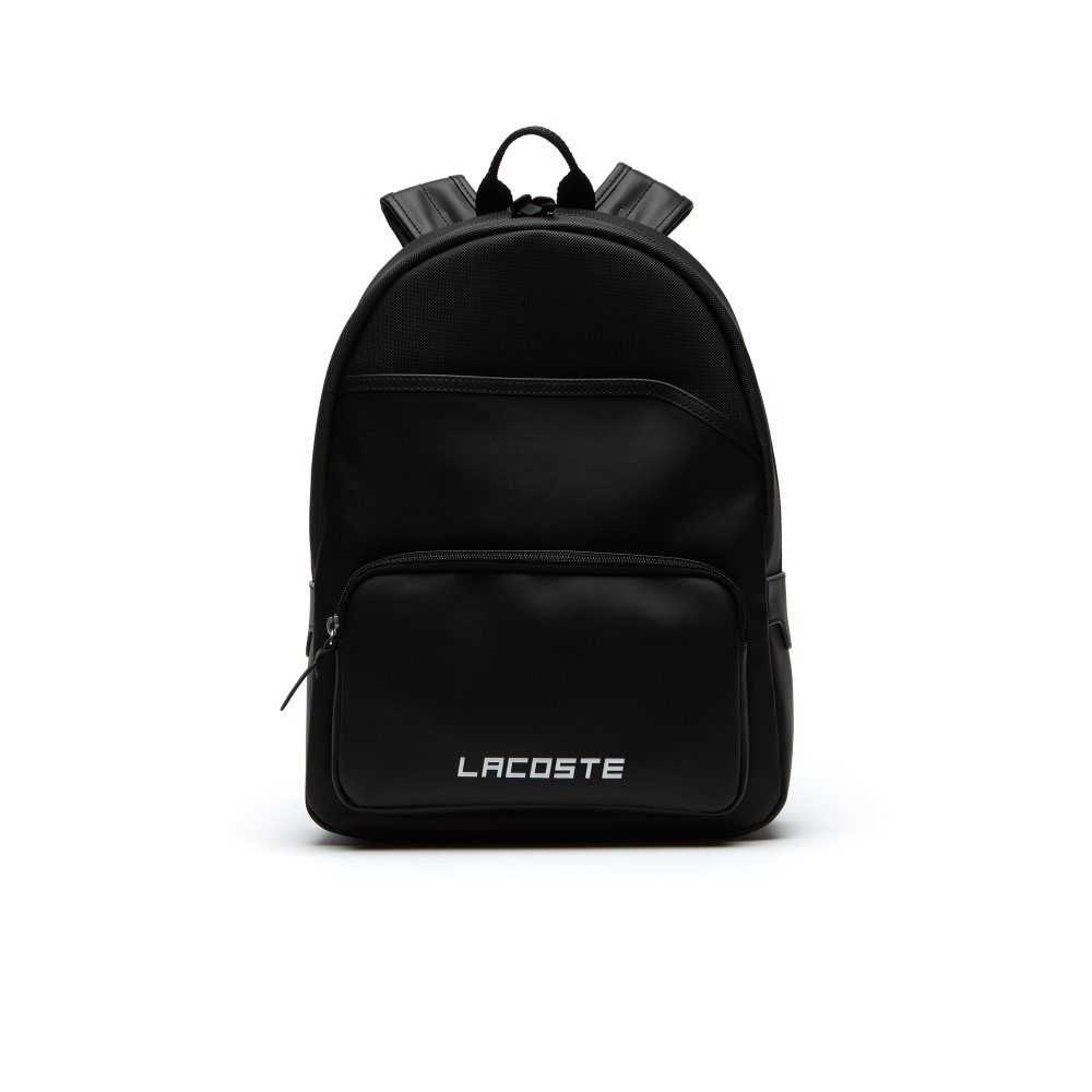 Black Lacoste Petit Pique Backpack | FLKUIM-217