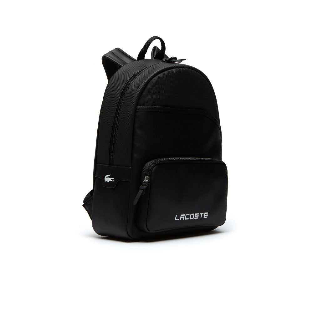 Black Lacoste Petit Pique Backpack | FLKUIM-217