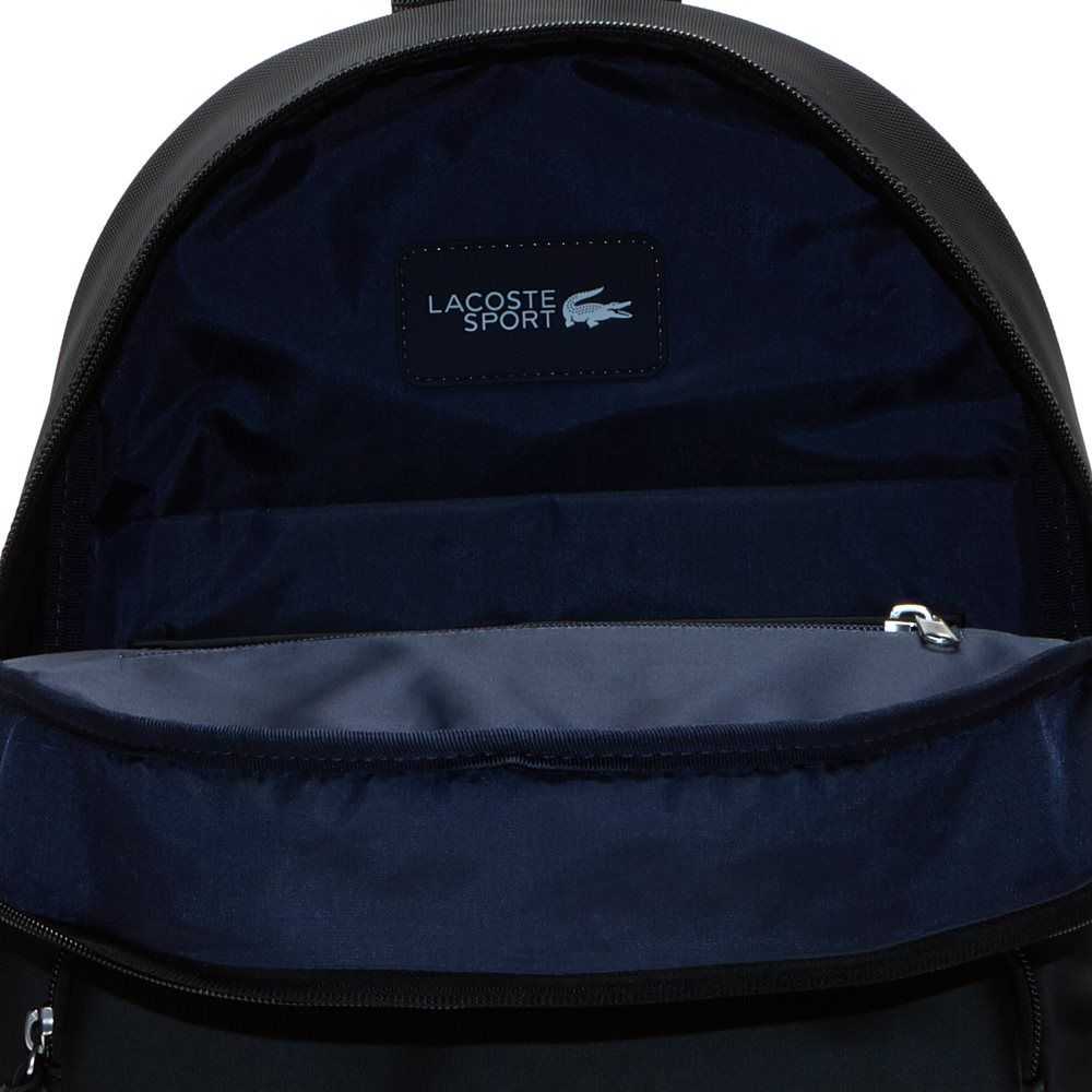 Black Lacoste Petit Pique Backpack | FLKUIM-217