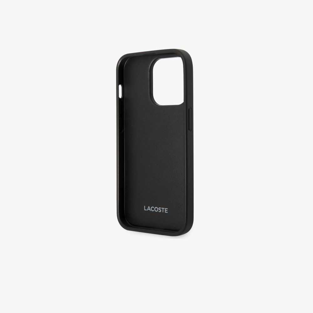 Black Lacoste Petit Pique Effect iPhone 14 Pro Max Case | DAFJQO-459