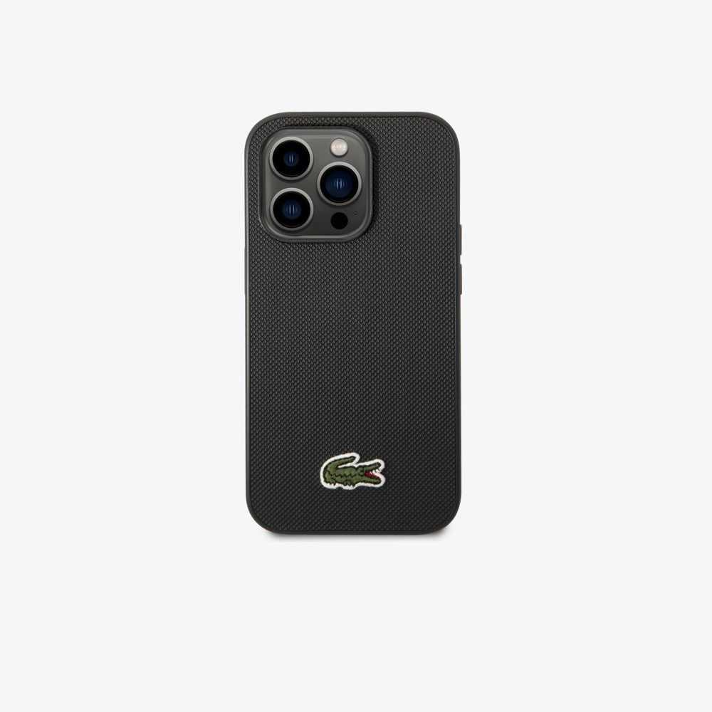 Black Lacoste Petit Pique Effect iPhone 14 Pro Max Case | DAFJQO-459