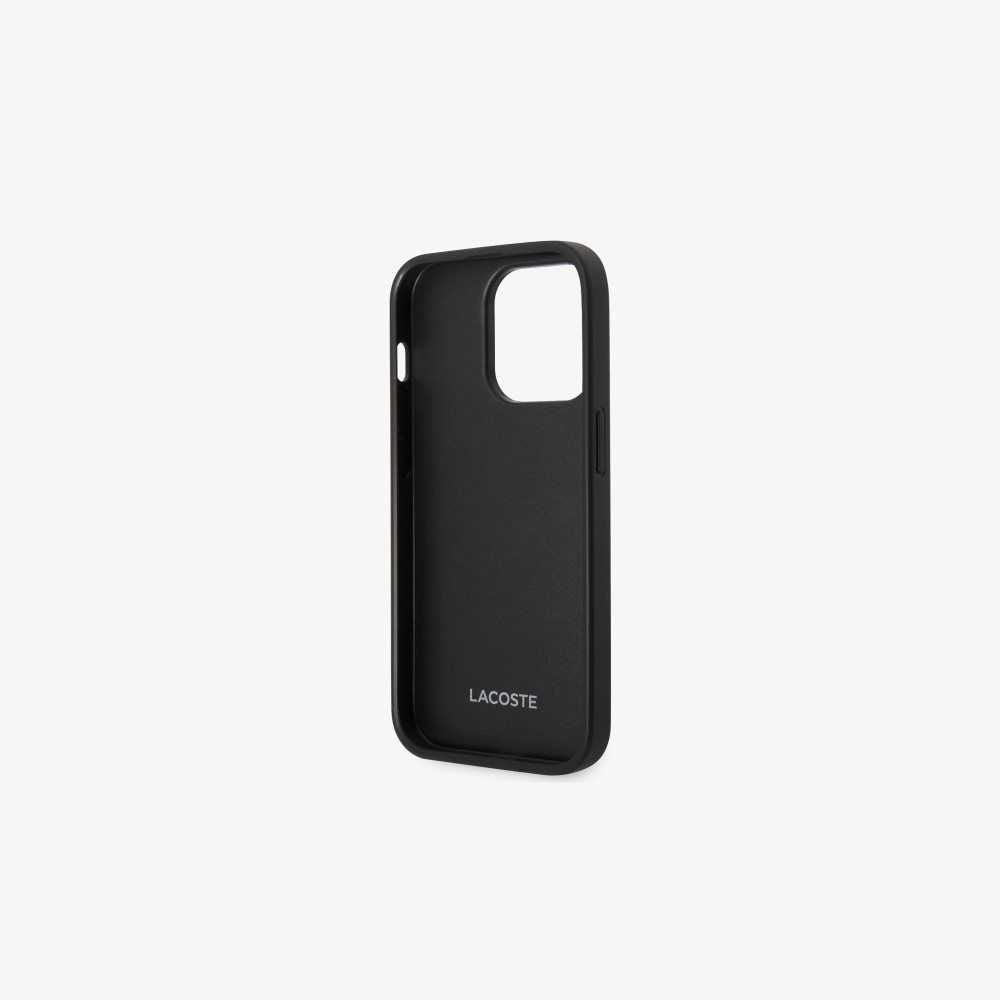 Black Lacoste Petit Pique Effect iPhone 14 Pro Case | INESBX-409