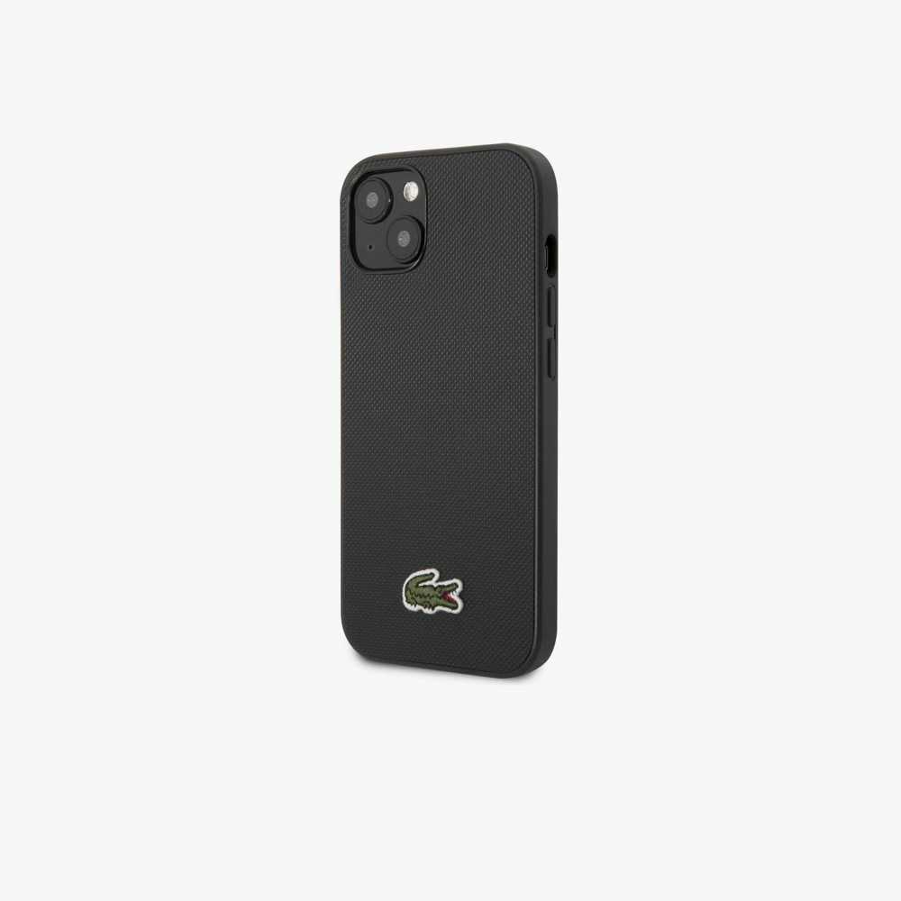 Black Lacoste Petit Pique Effect iPhone 14 Plus Case | OHYXKG-652