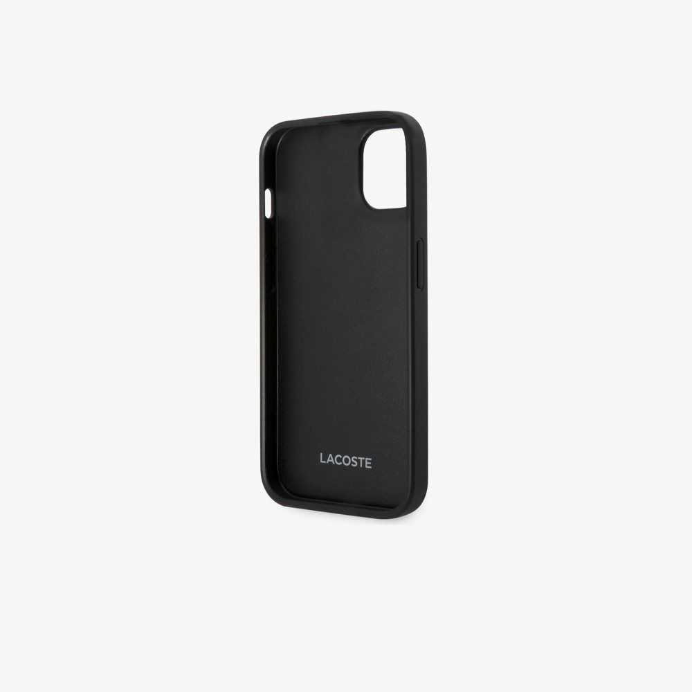 Black Lacoste Petit Pique Effect iPhone 14 Plus Case | OHYXKG-652