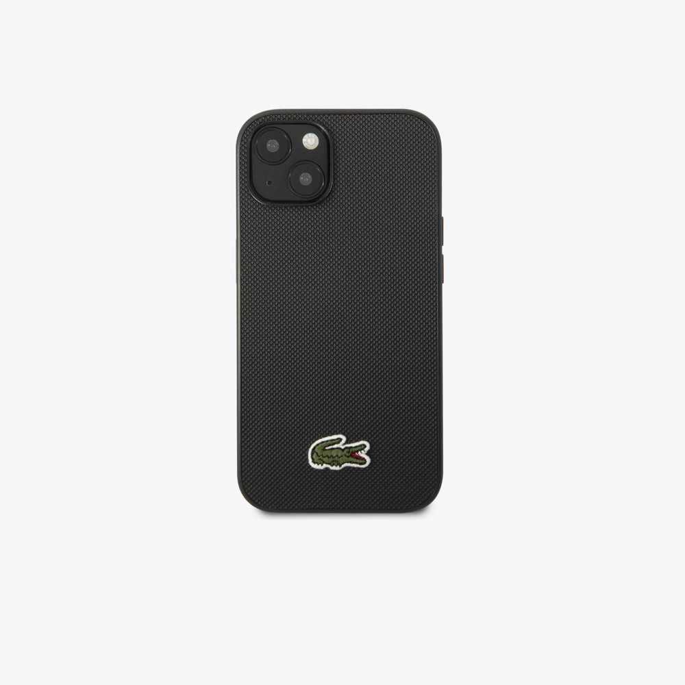 Black Lacoste Petit Pique Effect iPhone 14 Plus Case | OHYXKG-652