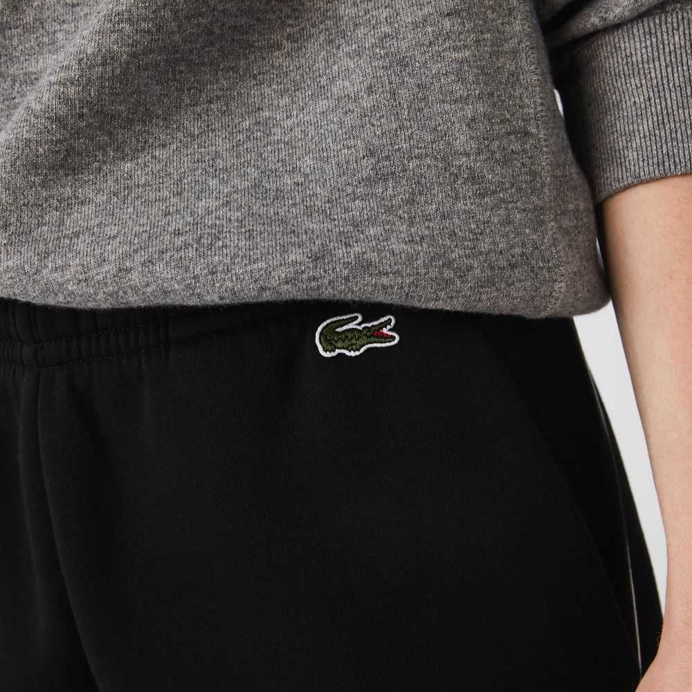 Black Lacoste Printed Bands Trackpants | IEGCFN-746