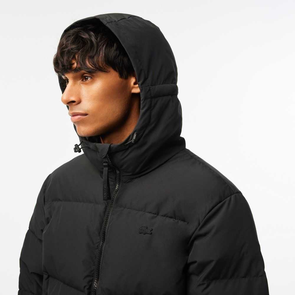 Black Lacoste Quilted Water-Repellent Jacket | ALJTQX-625