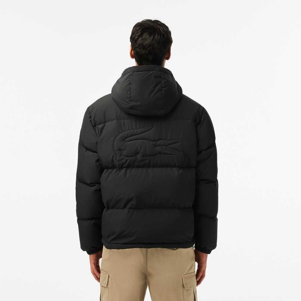 Black Lacoste Quilted Water-Repellent Jacket | ALJTQX-625