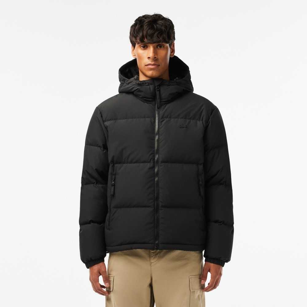 Black Lacoste Quilted Water-Repellent Jacket | ALJTQX-625