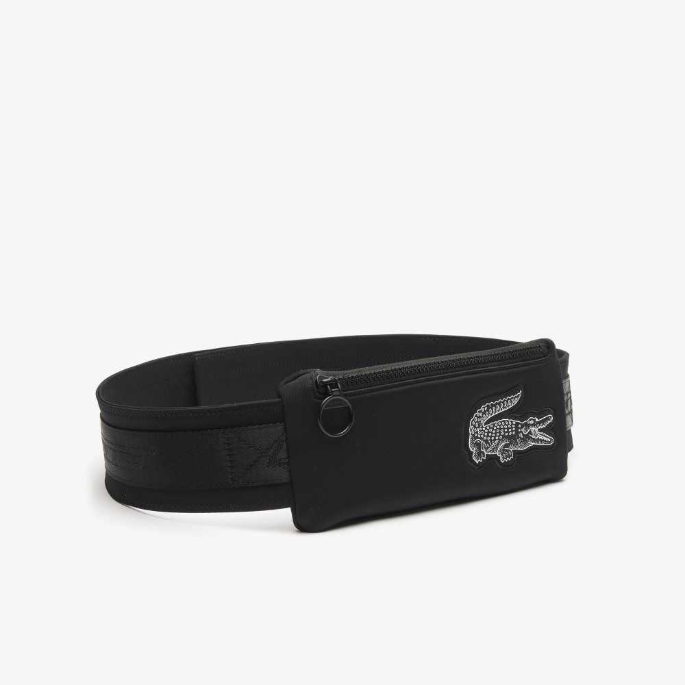 Black Lacoste Recycled Fiber Belt Bag | UIJFQL-619