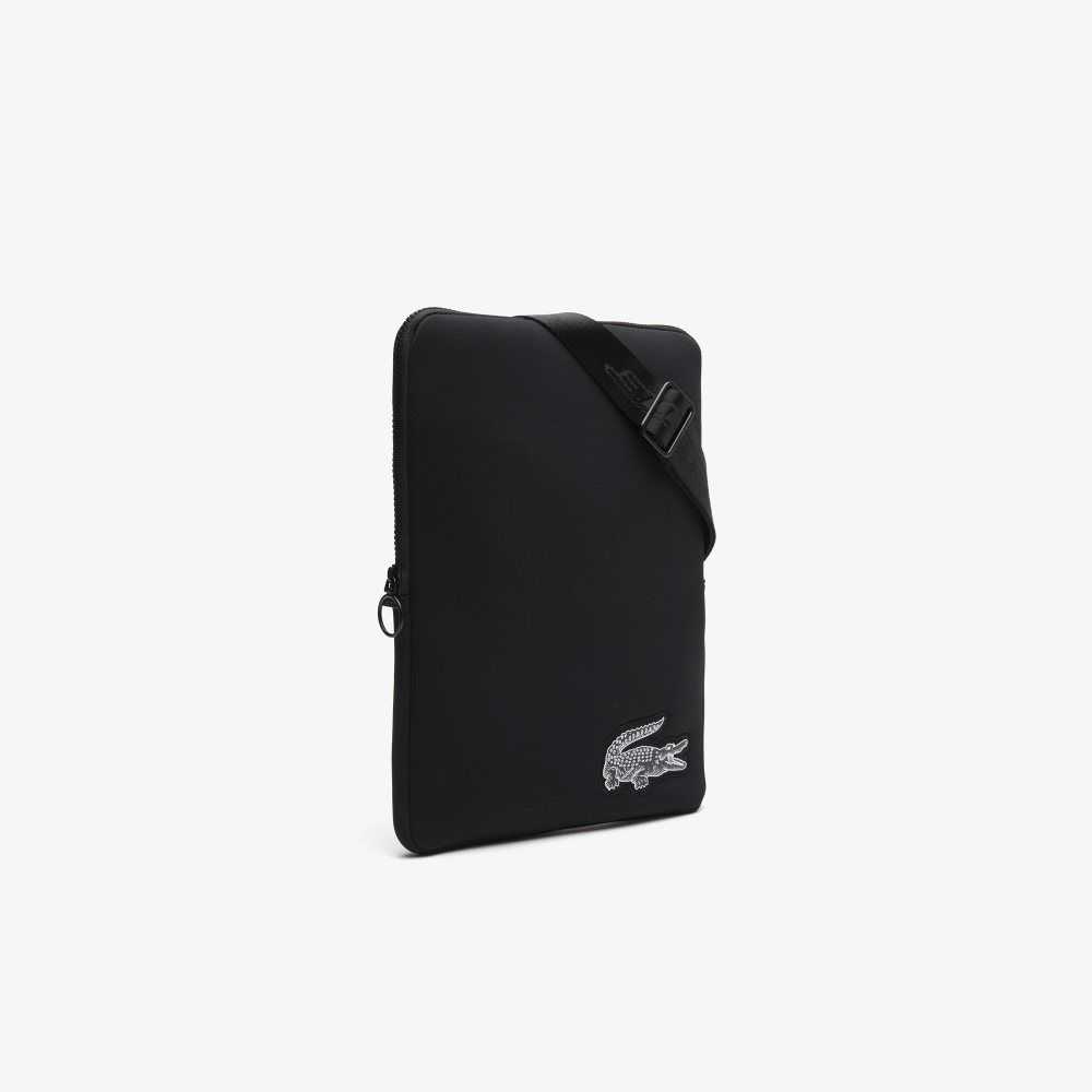Black Lacoste Recycled Fiber Crossbody Bag | AQNYLW-756