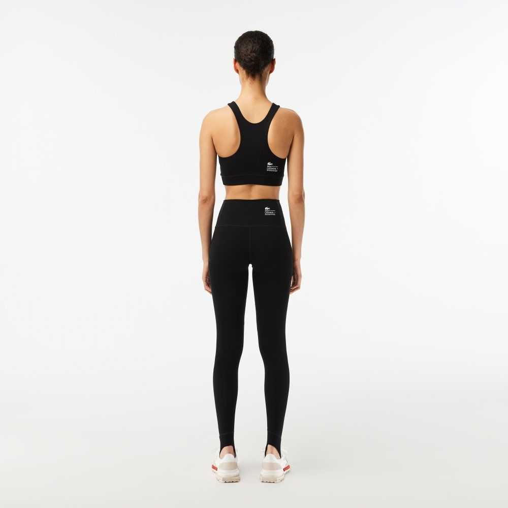 Black Lacoste Recycled Polyester Tapered Leggings | ZWTVAQ-204