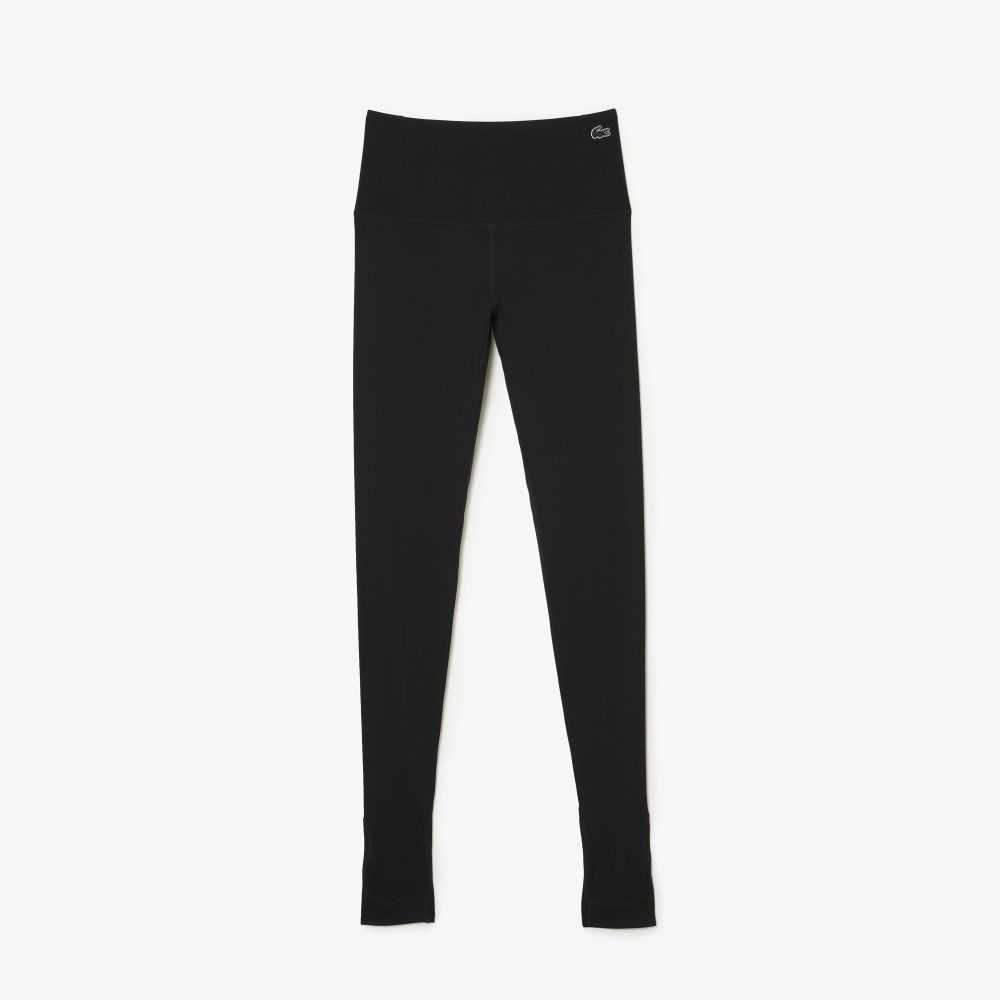 Black Lacoste Recycled Polyester Tapered Leggings | ZWTVAQ-204