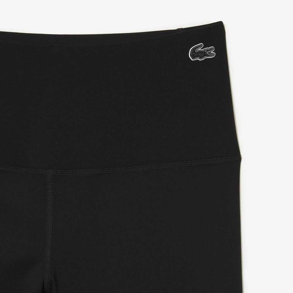 Black Lacoste Recycled Polyester Tapered Leggings | ZWTVAQ-204