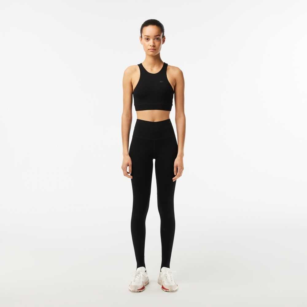 Black Lacoste Recycled Polyester Tapered Leggings | ZWTVAQ-204