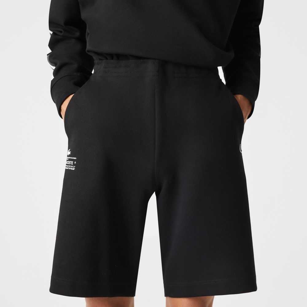 Black Lacoste Reflective Print Shorts | OEWUCD-924