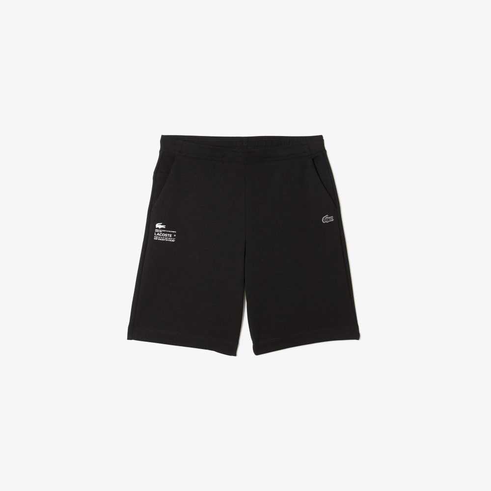 Black Lacoste Reflective Print Shorts | OEWUCD-924