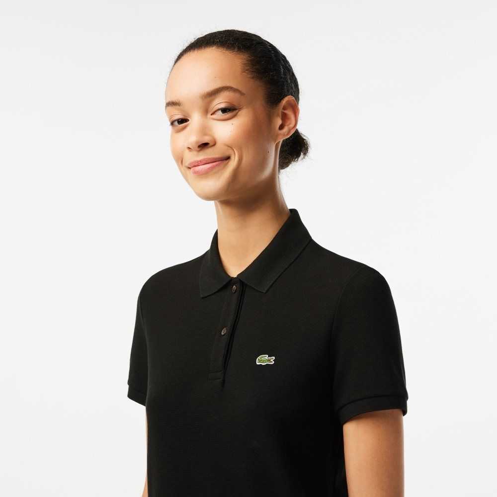 Black Lacoste Regular Fit Soft Cotton Petit Pique Polo | XBSTZF-957