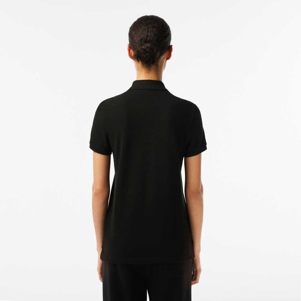 Black Lacoste Regular Fit Soft Cotton Petit Pique Polo | XBSTZF-957