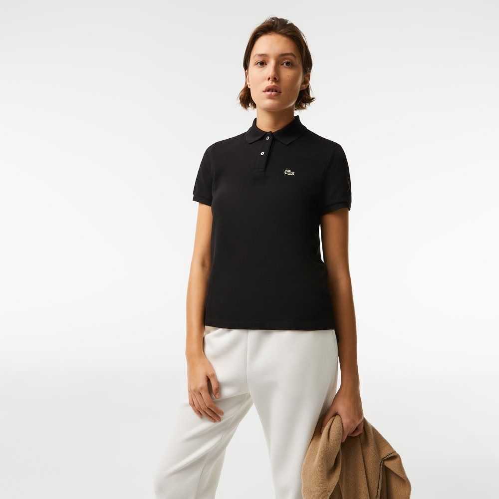 Black Lacoste Regular Fit Soft Cotton Petit Pique Polo | XBSTZF-957