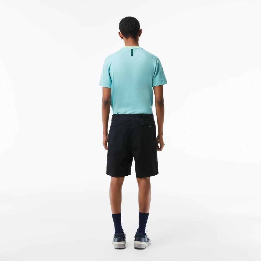 Black Lacoste Regular Fit Stretch Organic Cotton Bermuda Shorts | SMWEVB-760