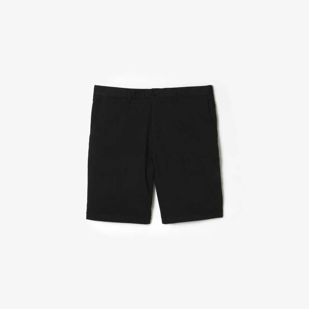 Black Lacoste Regular Fit Stretch Organic Cotton Bermuda Shorts | SMWEVB-760