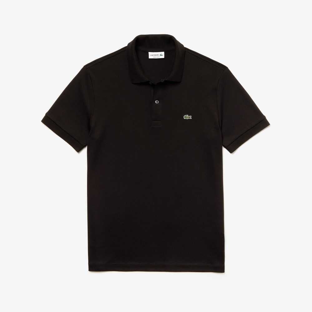 Black Lacoste Regular Fit Ultra Soft Cotton Jersey Polo | ORSXAD-128