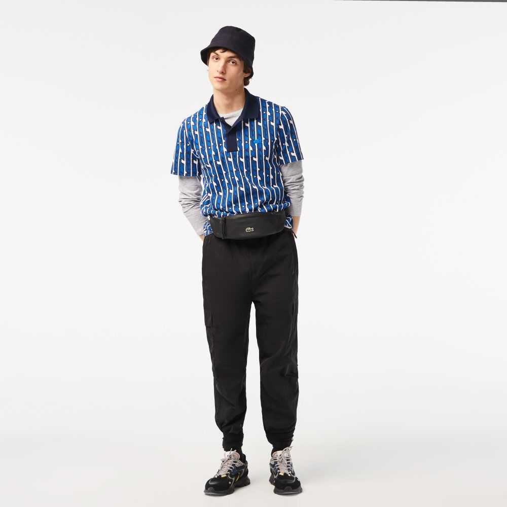 Black Lacoste Relaxed Fit Water-Repellent Track Pants | IBCRFH-987